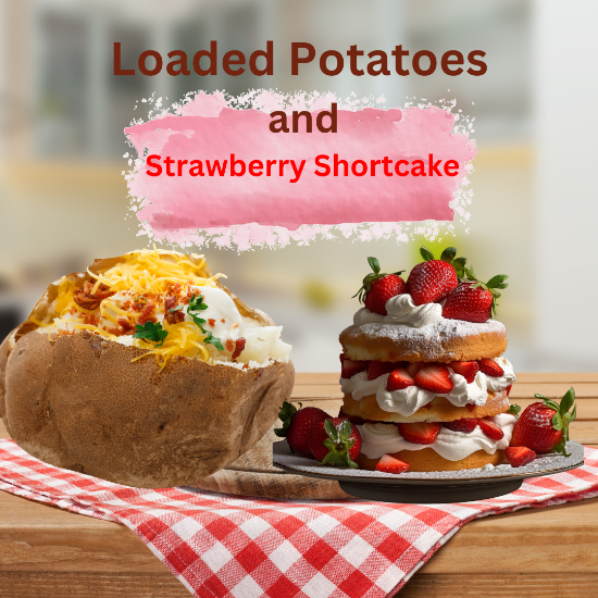 Picture of 1/10 - Loaded baked potato and strawberry shortcakes